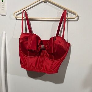 Victoria's Secret Red Satin Bow Bustier